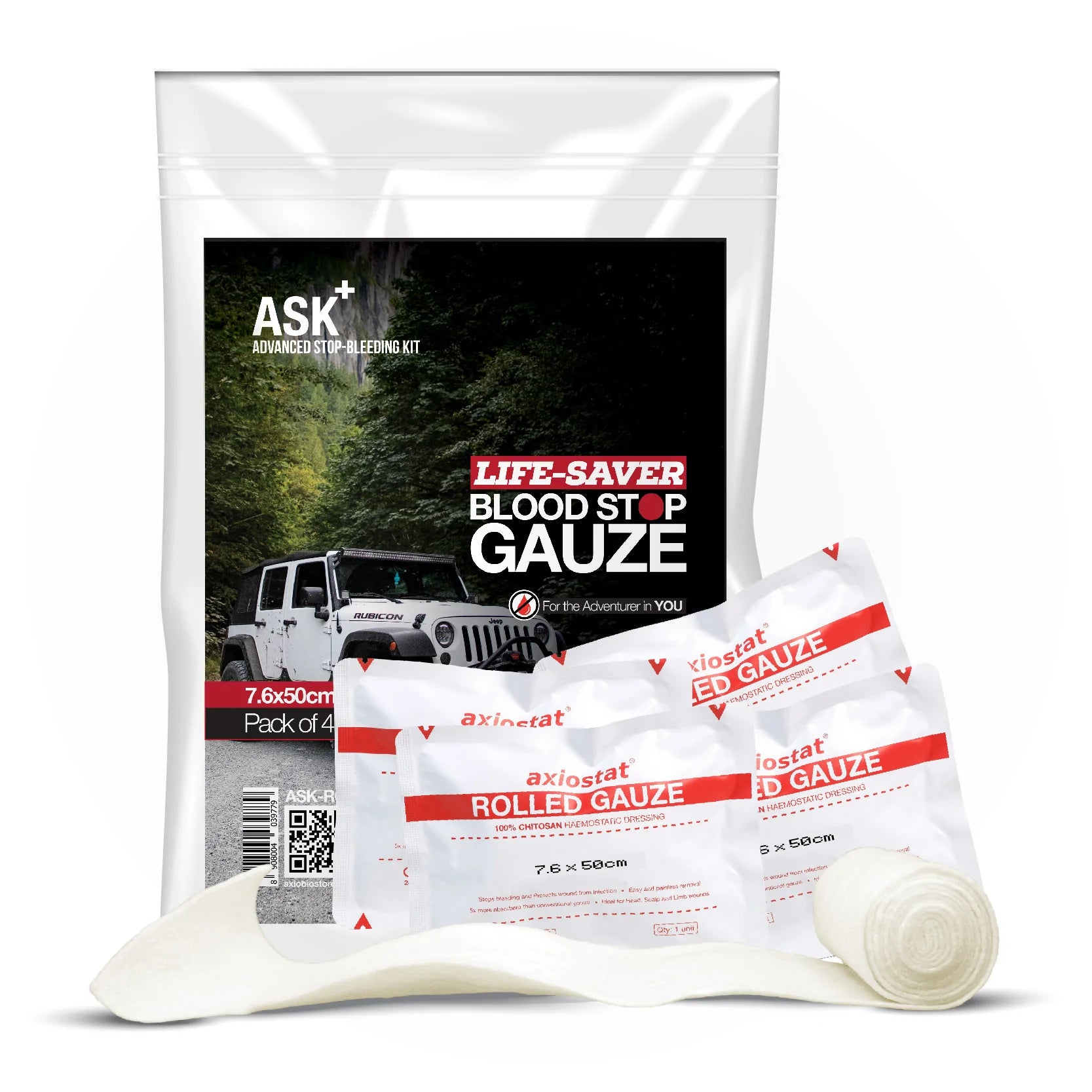 ASK+ Life-Saver Blood Stop gauze -Four wheeler Kit - Pack of 4