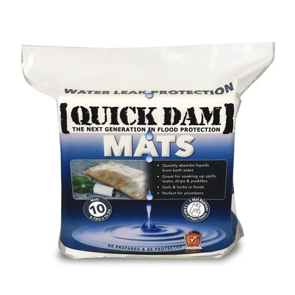 Quick Dam- Water Leak protection Mats - 10 mats  (6.75 in x 16.5 in  )